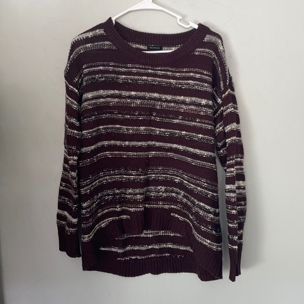 Calvin Klein Maroon Striped Sweater
